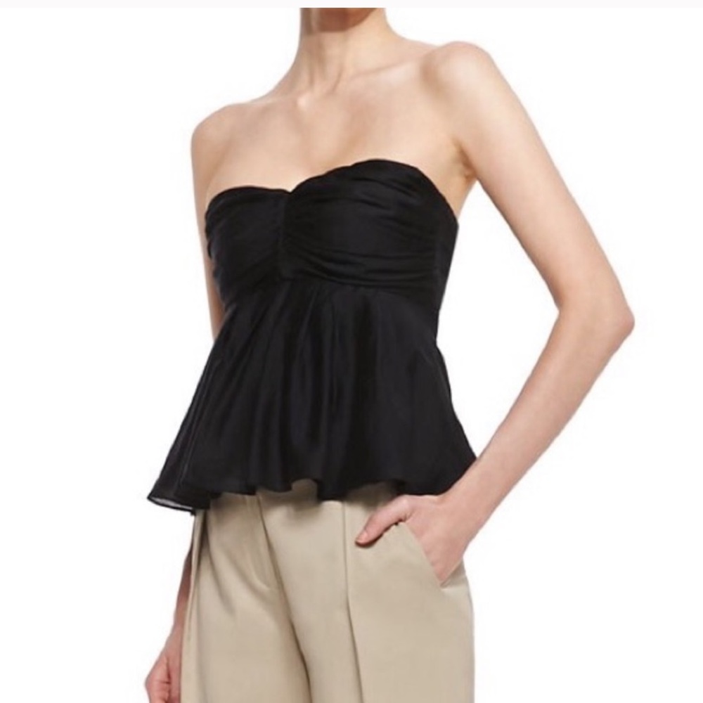L'AGENCE Black Strapless Blouse